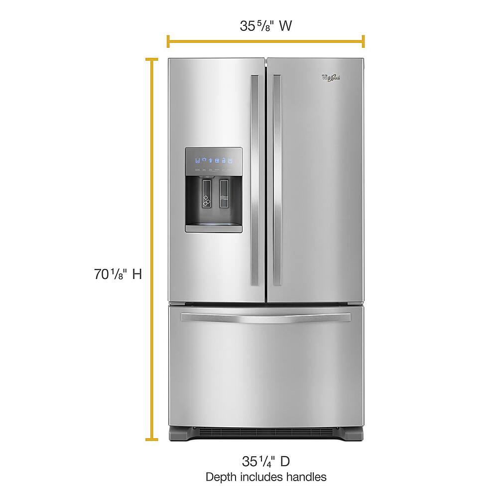 Alt View 3. Whirlpool - 24.7 Cu. Ft. French Door Refrigerator - Fingerprint Resistant Stainless Steel.