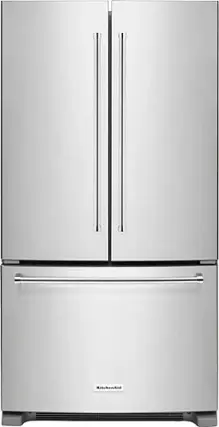 Front. KitchenAid - 20 Cu. Ft. French Door Counter-Depth Refrigerator - Stainless steel.
