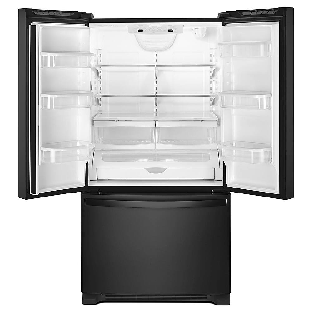 Angle. Whirlpool - 25.2 Cu. Ft. French Door Refrigerator with Internal Water Dispenser - Black.