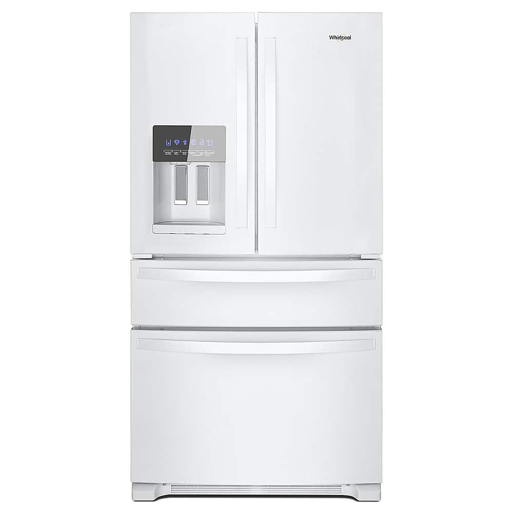 Front. Whirlpool - 25 cu. ft. French Door Refrigerator with External Ice and Water Dispenser - White.