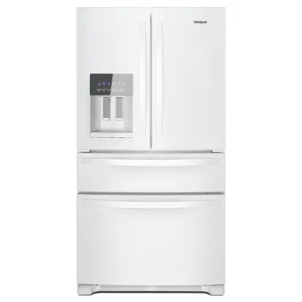 Front. Whirlpool - 25 cu. ft. French Door Refrigerator with External Ice and Water Dispenser - White.