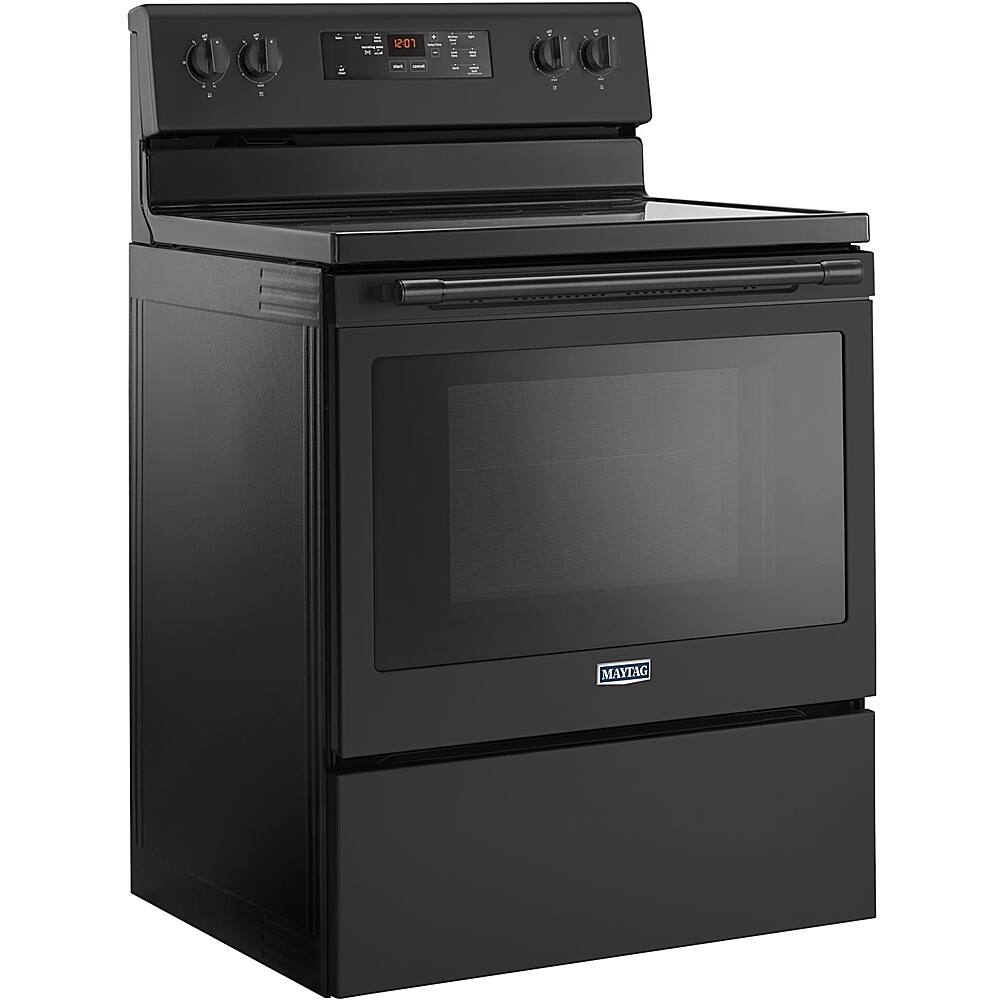 Left. Maytag - 5.3 Cu. Ft. Self-Cleaning Freestanding Electric Range with Precision Cooking System - Black.