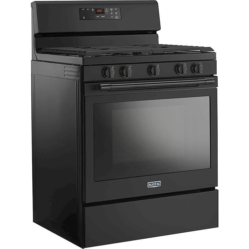 Angle. Maytag - 5.0 Cu. Ft. Self-Cleaning Freestanding Gas Range - Black.