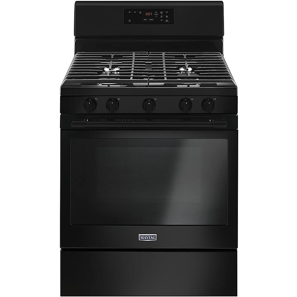 Front. Maytag - 5.0 Cu. Ft. Self-Cleaning Freestanding Gas Range - Black.