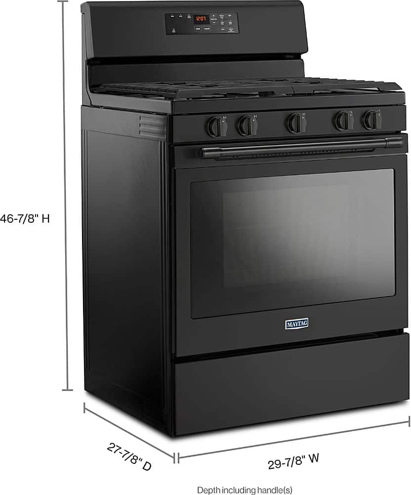 Left. Maytag - 5.0 Cu. Ft. Self-Cleaning Freestanding Gas Range - Black.