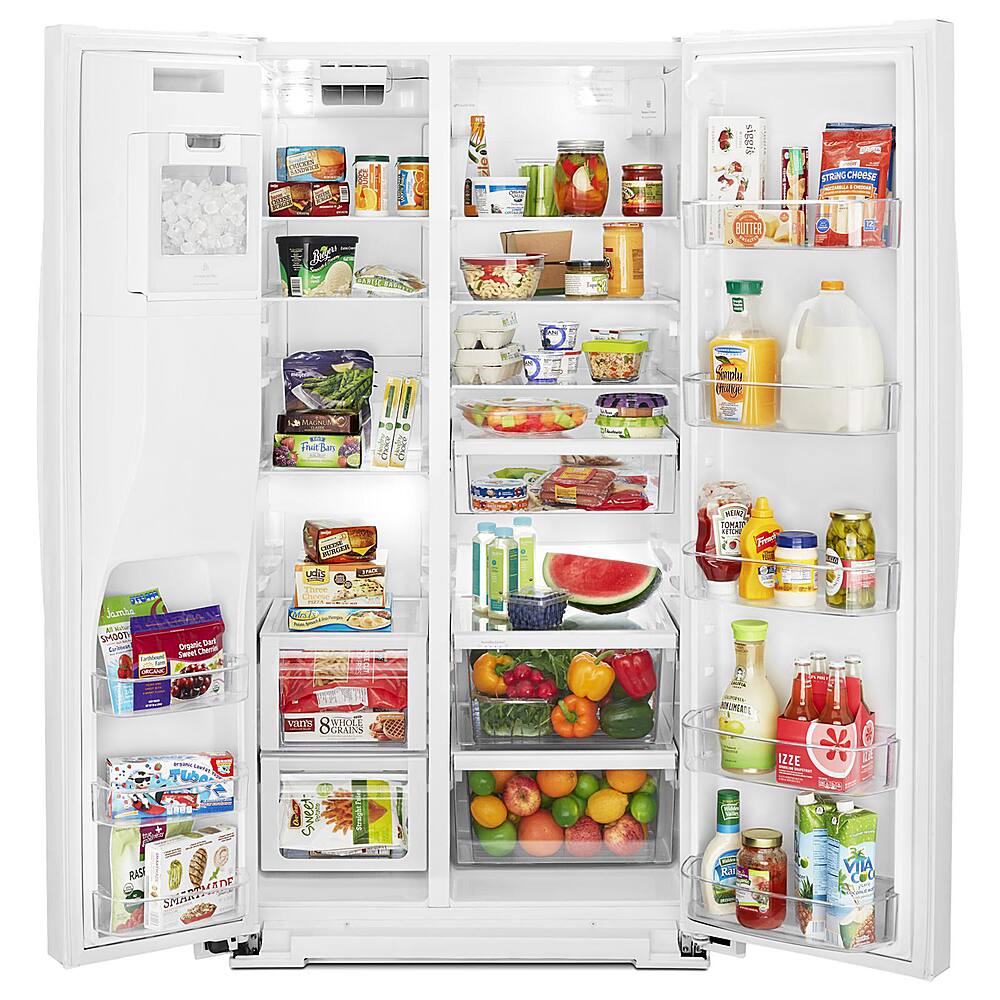 Left. Whirlpool - 28.5 Cu. Ft. Side-by-Side Refrigerator with In-Door-Ice Storage - White.