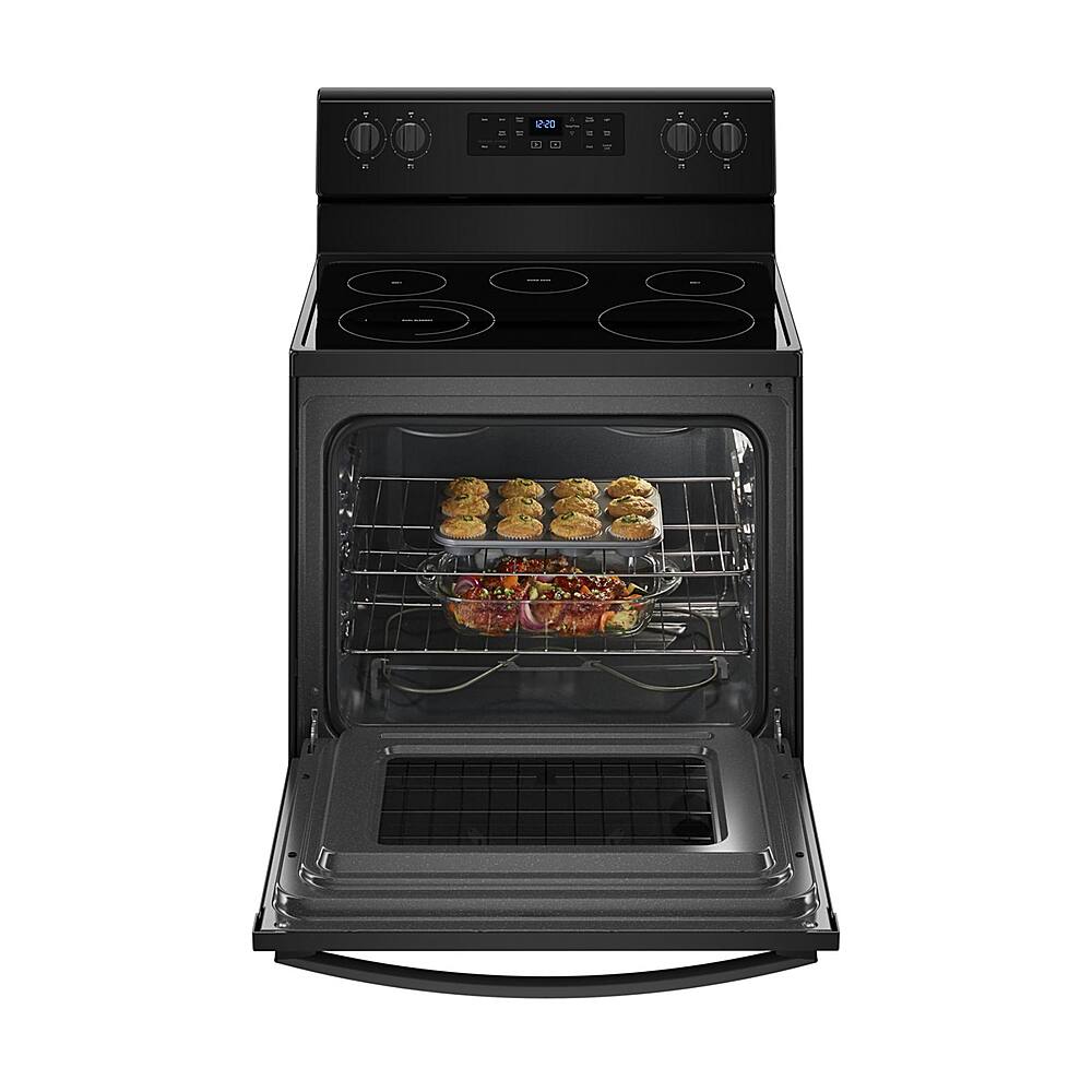 Left. Whirlpool - 5.3 Cu. Ft. Freestanding Electric Range - Black.