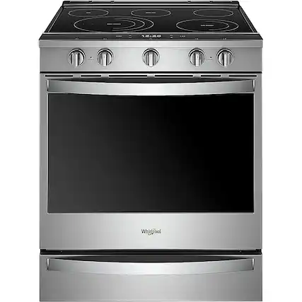 Front. Whirlpool - 6.4 Cu. Ft. Slide-In Electric Convection Range with Self-Cleaning with Air Fry with Connection - Fingerprint Resistant Stainless Steel.