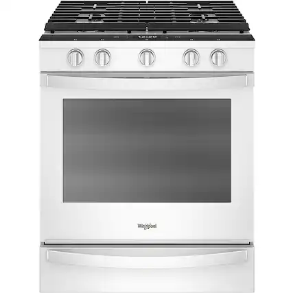 Front. Whirlpool - 5.8 Cu. Ft. Slide-In Gas Convection Range with Self-Cleaning with Air Fry with Connection - White.