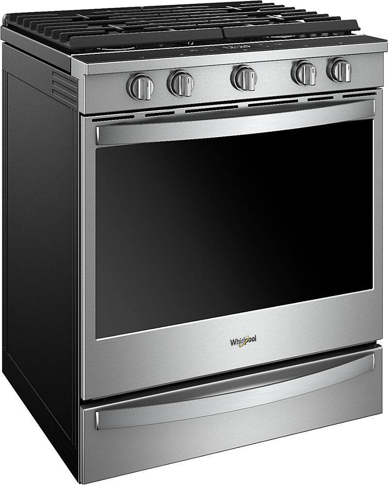 Angle. Whirlpool - 5.8 Cu. Ft. Slide-In Gas Convection Range with Self-Cleaning with Air Fry with Connection - Fingerprint Resistant Stainless Steel.