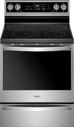 Whirlpool - 6.4 Cu. Ft. Freestanding Electric Convection Range with Self-Cleaning - Stainless Steel