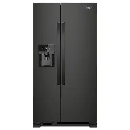 Front. Whirlpool - 21.4 Cu. Ft. Side-by-Side Refrigerator - Black.