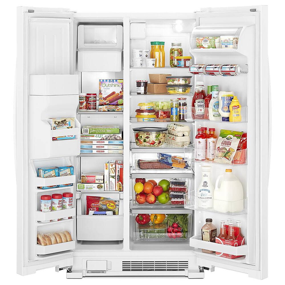 Left. Whirlpool - 21.4 Cu. Ft. Side-by-Side Refrigerator - White.