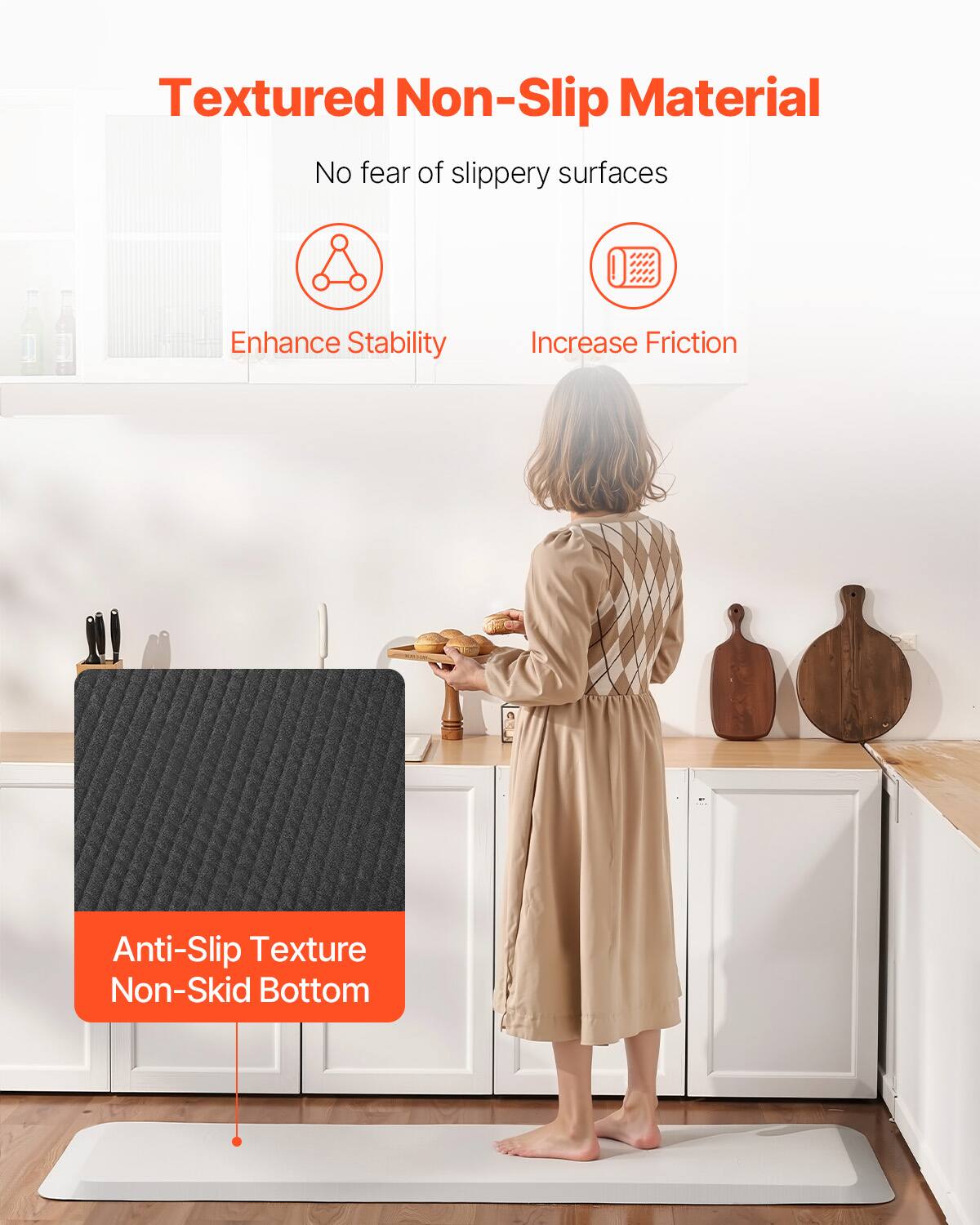 Textured Non-Slip Material  
No fear of slippery surfaces  

Enhance Stability  
Increase Friction  

Anti-Slip Texture  
Non-Skid Bottom