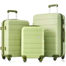 Ecooso - ABS Hardshell Luggage Sets 3 Piece Spinner Suitcases,TSA Lock, Lightweight Durable Hardside Travel Set 20/24/28 Inch - Light Green