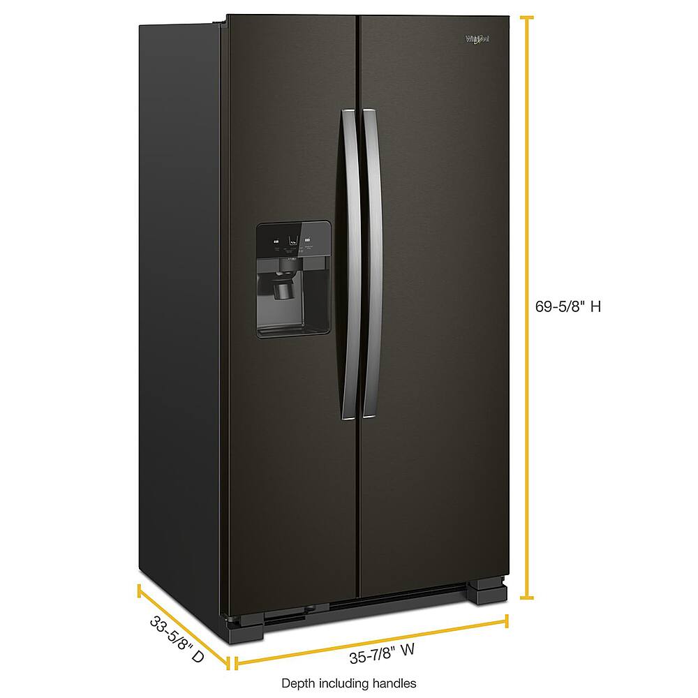Alt View 1. Whirlpool - 24.5 Cu. Ft. Side-by-Side Refrigerator - Black Stainless Steel with Printshield Finish.