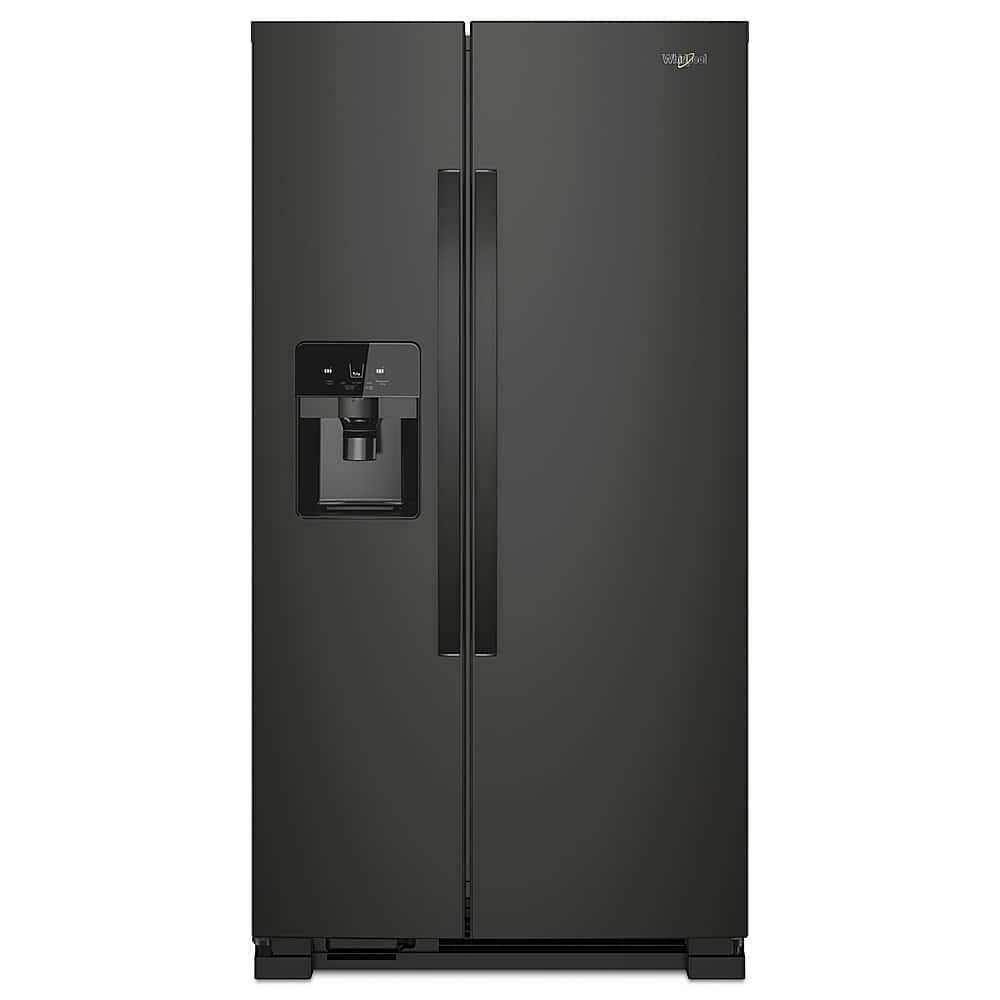 Front. Whirlpool - 24.6 Cu. Ft. Side-by-Side Refrigerator with Water and Ice Dispenser - Black.