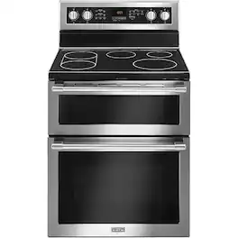 Maytag - 6.7 Cu. Ft. Self-Cleaning Freestanding Fingerprint Resistant Double Oven Electric Convection Range - Stainless Steel