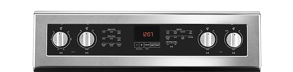 Alt View 11. Maytag - 6.7 Cu. Ft. Self-Cleaning Freestanding Fingerprint Resistant Double Oven Electric Convection Range - Fingerprint Resistant Stainless Steel.
