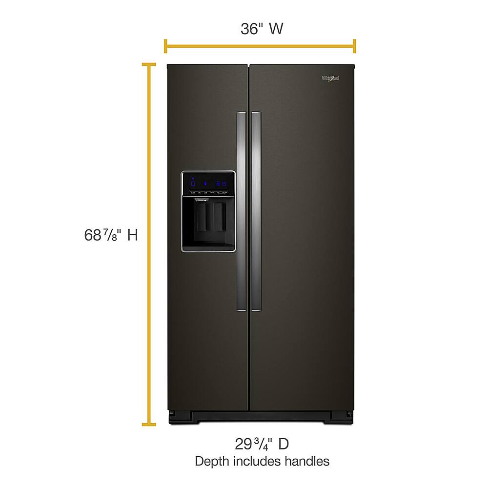 Alt View 1. Whirlpool - 20.6 Cu. Ft. Side-by-Side Counter-Depth Refrigerator - Black Stainless Steel with Printshield Finish.