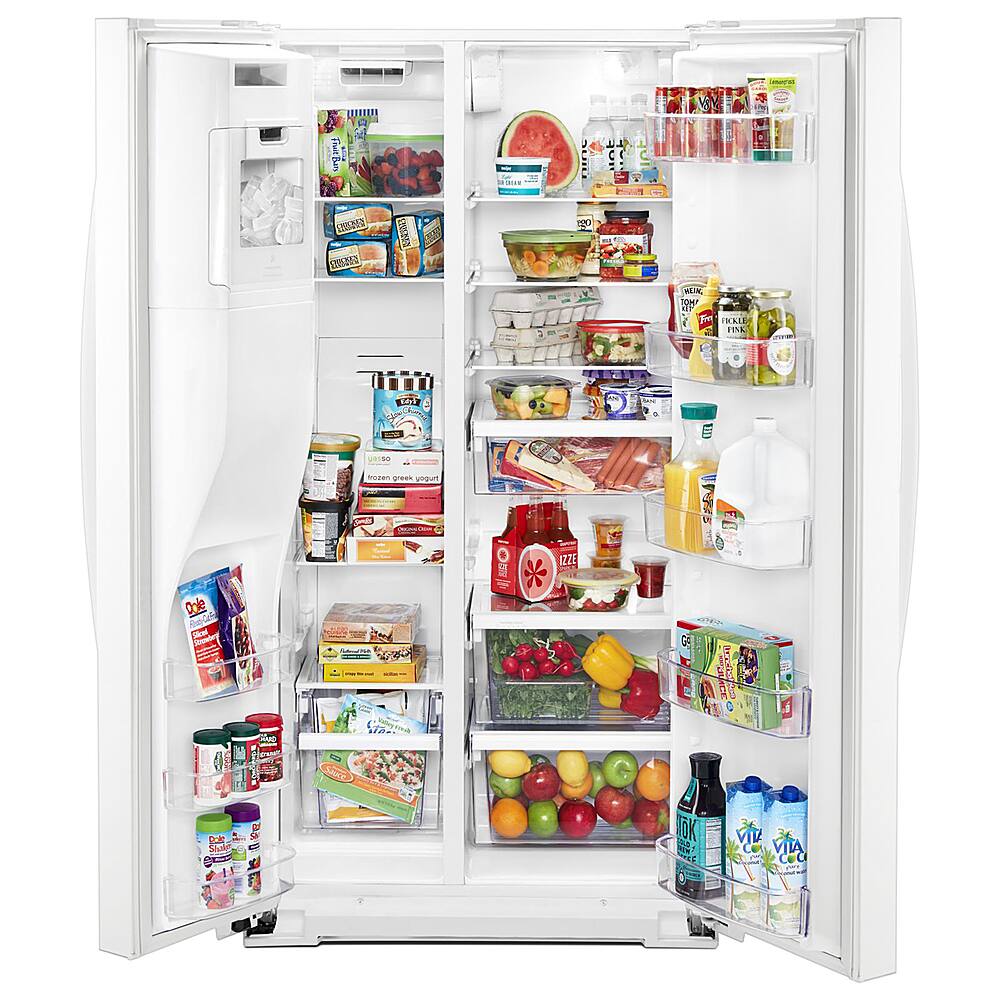 Left. Whirlpool - 20.6 Cu. Ft. Side-by-Side Counter-Depth Refrigerator - White.