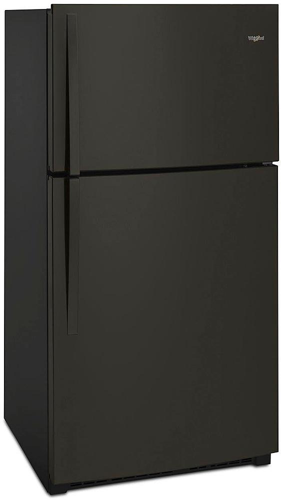Angle. Whirlpool - 21.3 Cu. Ft. Top-Freezer Refrigerator - Black Stainless Steel with Printshield Finish.