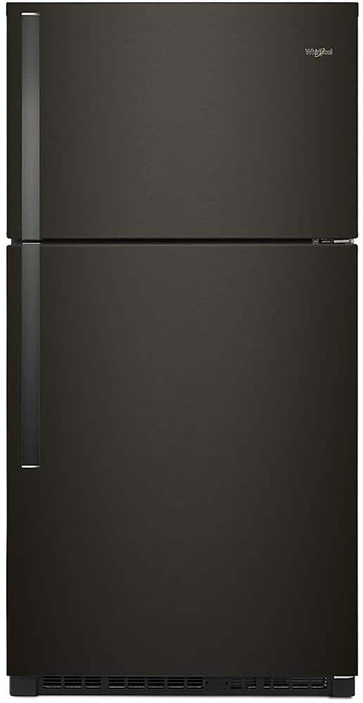 Front. Whirlpool - 21.3 Cu. Ft. Top-Freezer Refrigerator - Black Stainless Steel with Printshield Finish.
