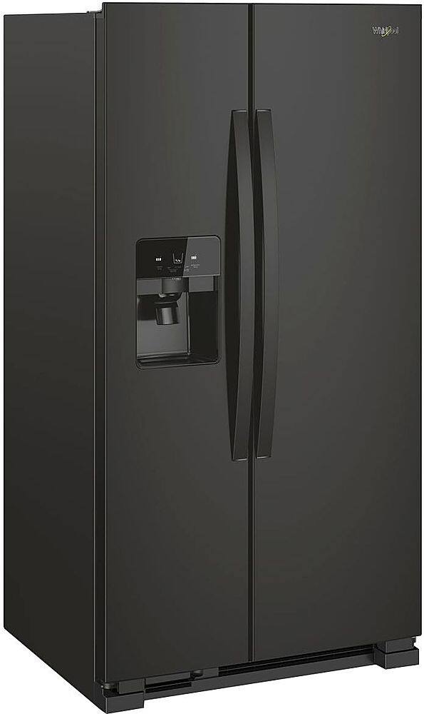 Angle. Whirlpool - 24.5 Cu. Ft. Side-by-Side Refrigerator - Black stainless steel.