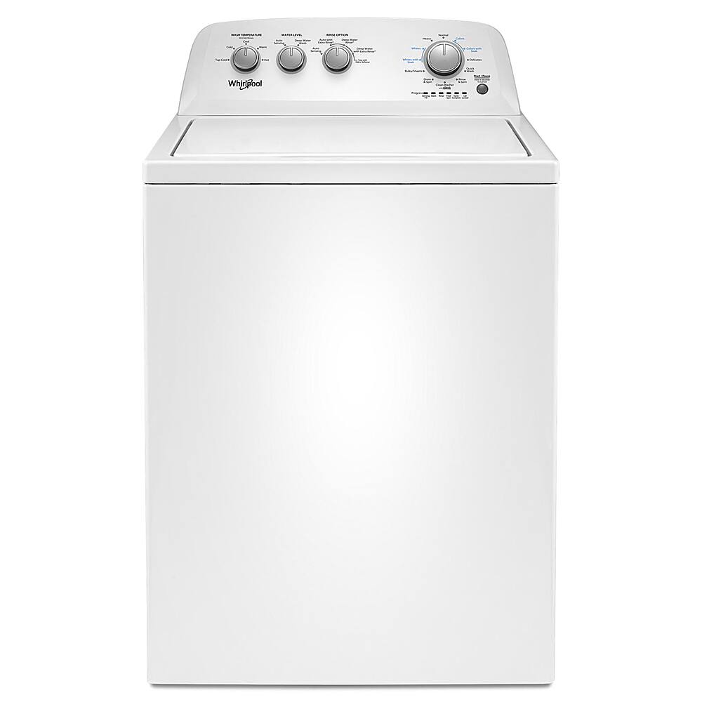 Front. Whirlpool - 3.9 Cu. Ft. 12-Cycle Top-Loading Washer - White.
