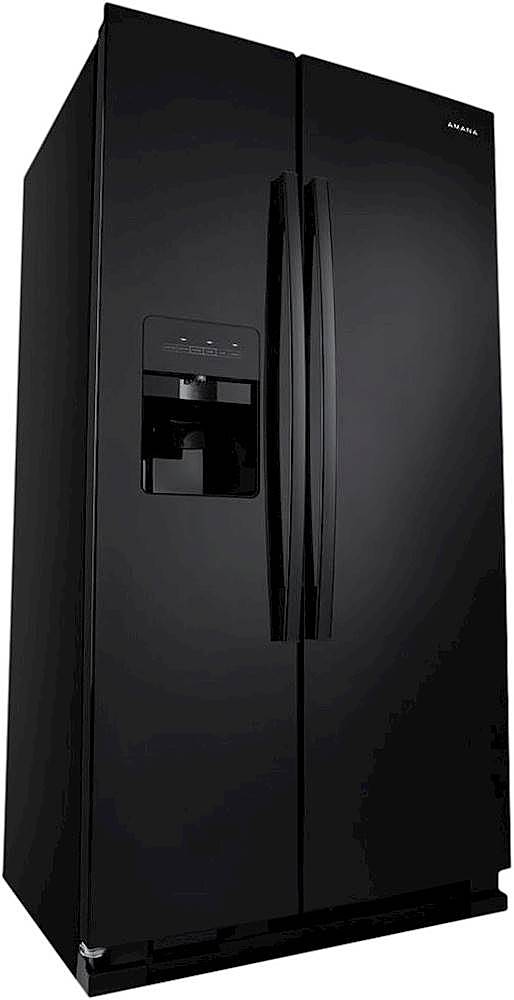 Angle. Amana - 21.4 Cu. Ft. Side-by-Side Refrigerator - Black.
