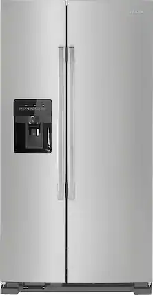 Front. Amana - 24.5 Cu. Ft. Side-by-Side Refrigerator with Water and Ice Dispenser - Stainless steel.