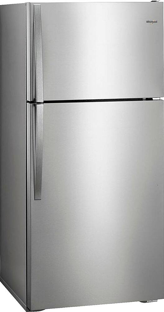 Angle. Whirlpool - 14.3 Cu. Ft. Top-Freezer Refrigerator - Monochromatic Stainless Steel.