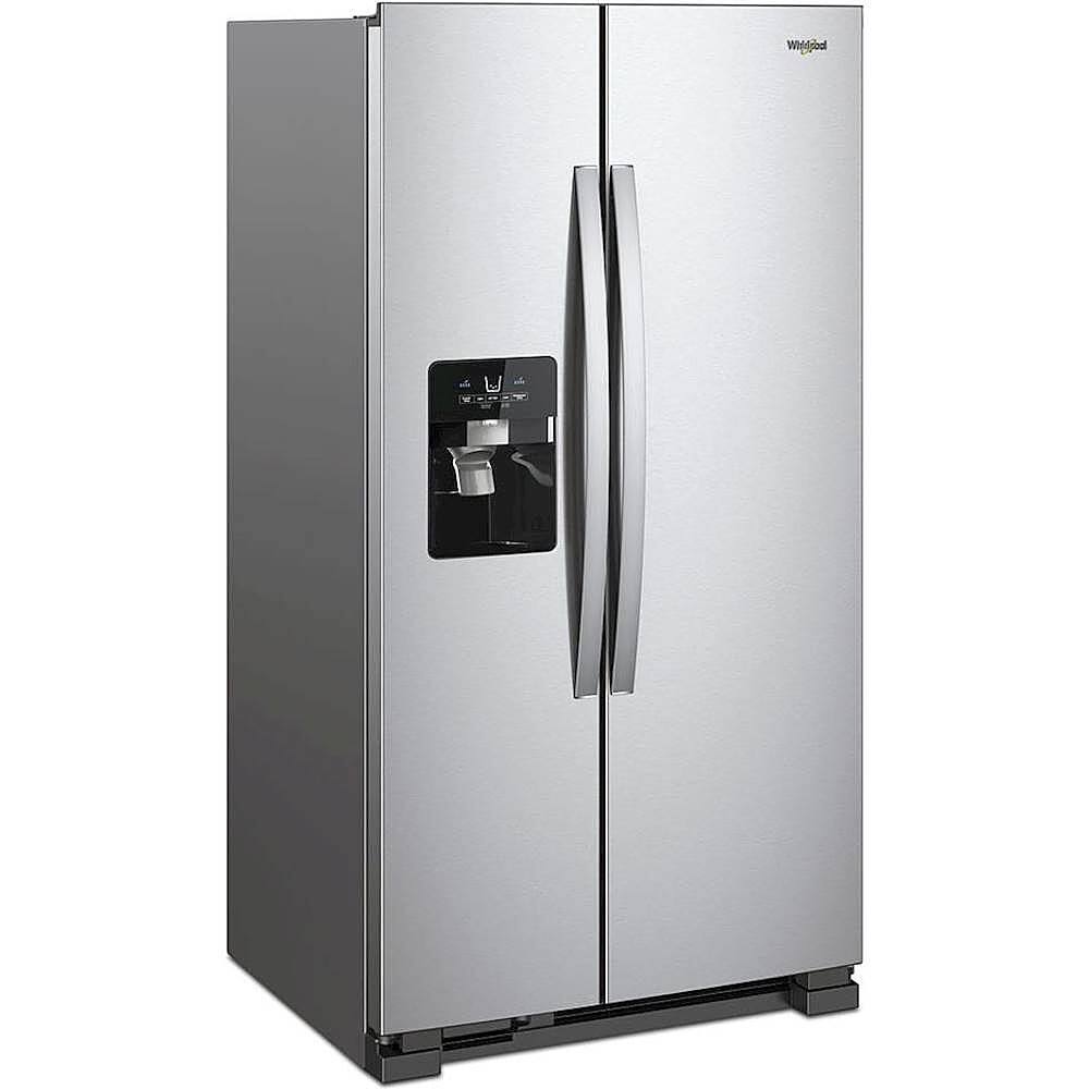 Angle. Whirlpool - 24.6 Cu. Ft. Side-by-Side Refrigerator - Monochromatic Stainless Steel.
