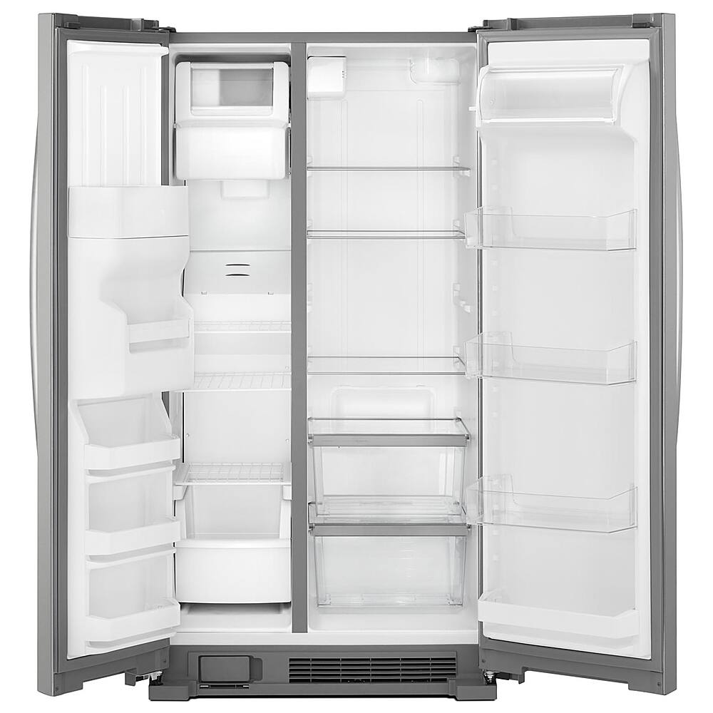 Angle. Whirlpool - 21.4 Cu. Ft. Side-by-Side Refrigerator - Monochromatic Stainless Steel.