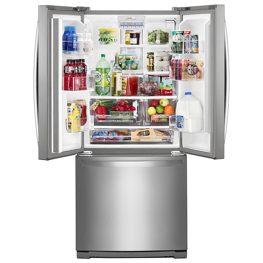 Left. Whirlpool - 19.7 Cu. Ft. French Door Refrigerator - Fingerprint Resistant Stainless Steel.