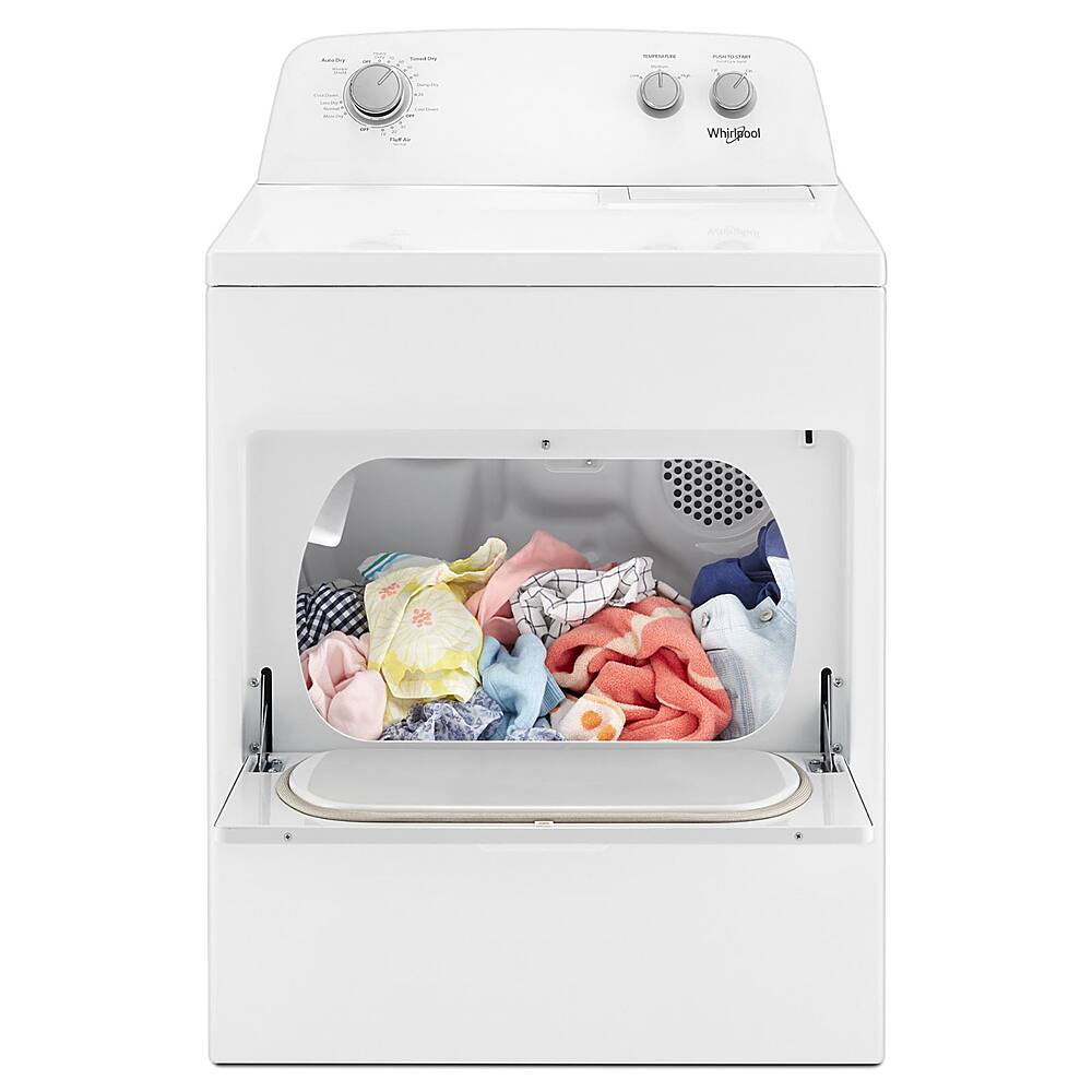 Left. Whirlpool - 7 Cu. Ft. Electric Dryer with AutoDry Drying System - White.