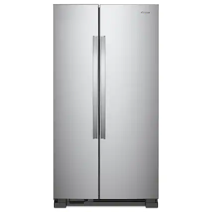 Front. Whirlpool - 25.1 Cu. Ft. Side-by-Side Refrigerator - Stainless steel.