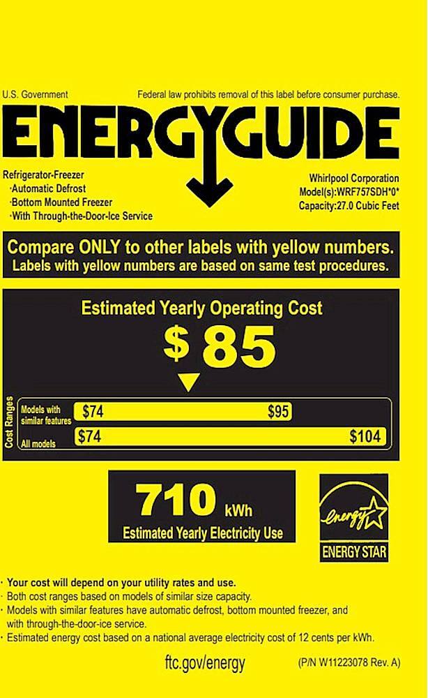 Alt View 39. Whirlpool - 26.8 Cu. Ft. French Door Refrigerator - Fingerprint Resistant Stainless Steel.