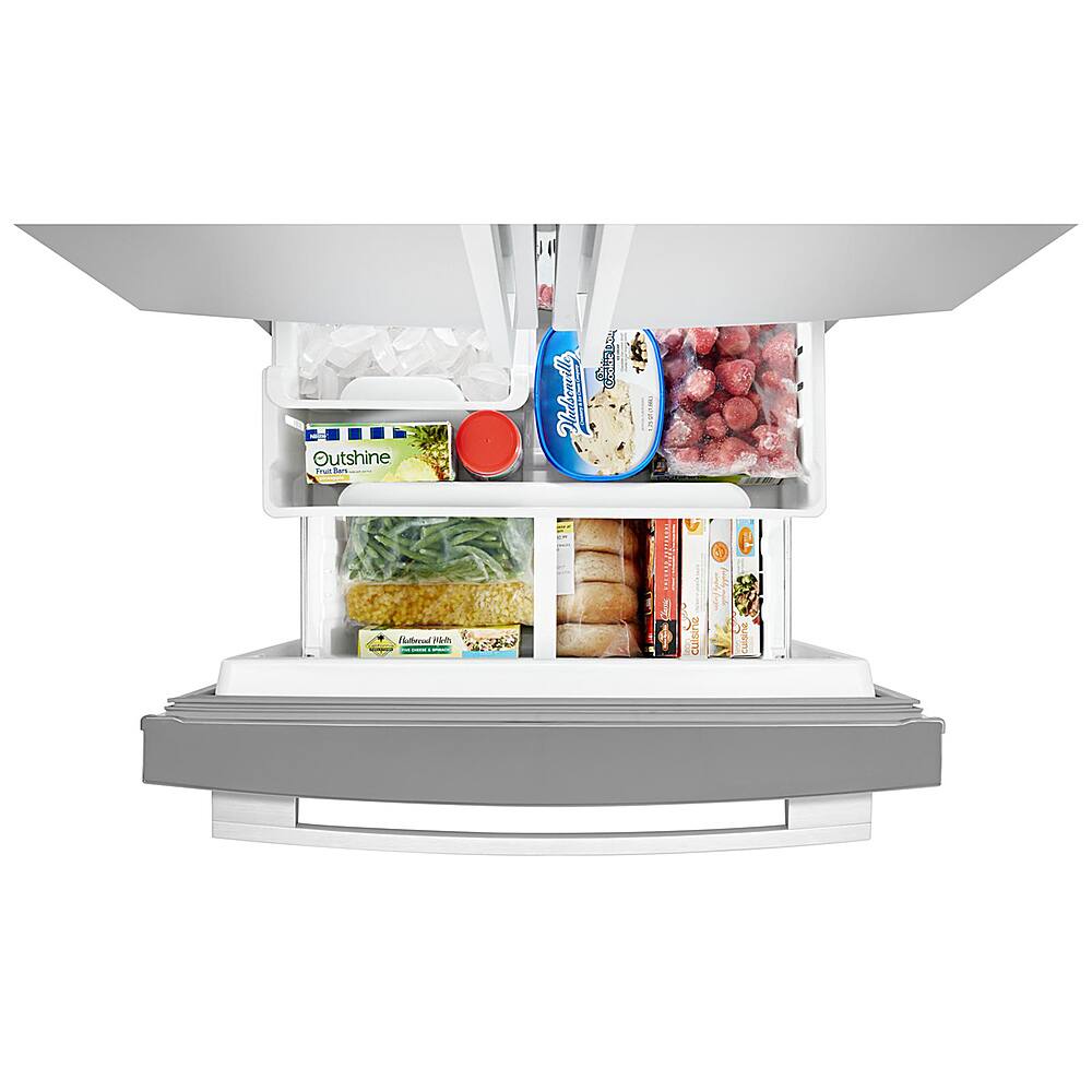 Left. Whirlpool - 19.7 Cu. Ft. French Door Refrigerator - Fingerprint Resistant Stainless Steel.