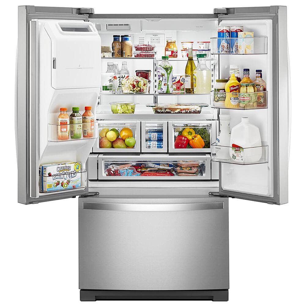 Left. Whirlpool - 26.8 Cu. Ft. French Door Refrigerator - Fingerprint Resistant Stainless Steel.