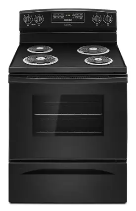 Front. Amana - 4.8 Cu. Ft. Freestanding Electric Range - Black.