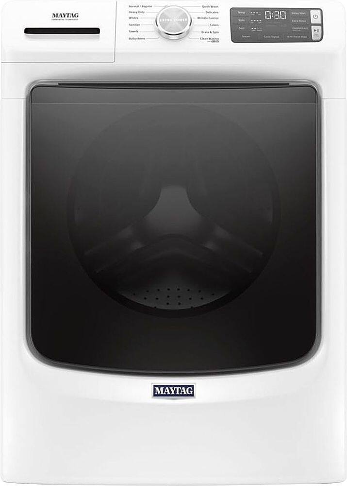 Front. Maytag - 4.8 Cu. Ft. High Efficiency Stackable Front Load Washer with Steam and Fresh Hold - White.