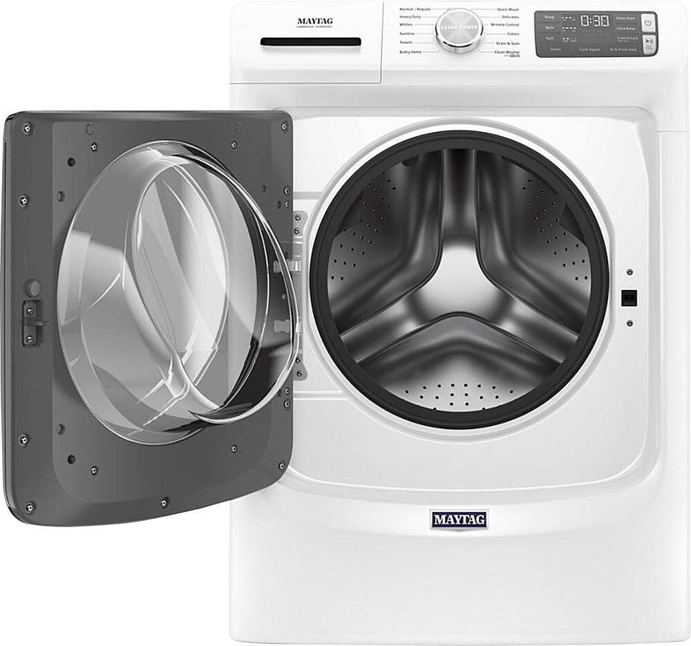 Alt View 12. Maytag - 4.8 Cu. Ft. High Efficiency Stackable Front Load Washer with Steam and Fresh Hold - White.
