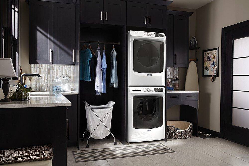 Alt View 21. Maytag - 7.3 Cu. Ft. Stackable Electric Dryer with Extra Power Button - White.