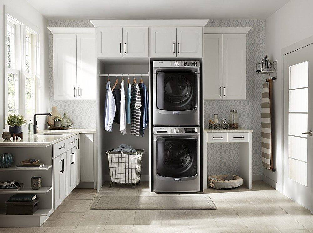 Alt View 20. Maytag - 7.3 Cu. Ft. Stackable Electric Dryer with Steam and Extra Power Button - Metallic Slate.