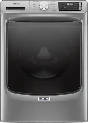 Front. Maytag - 4.8 Cu. Ft. High Efficiency Stackable Front Load Washer with Steam and Fresh Hold - Metallic Slate.
