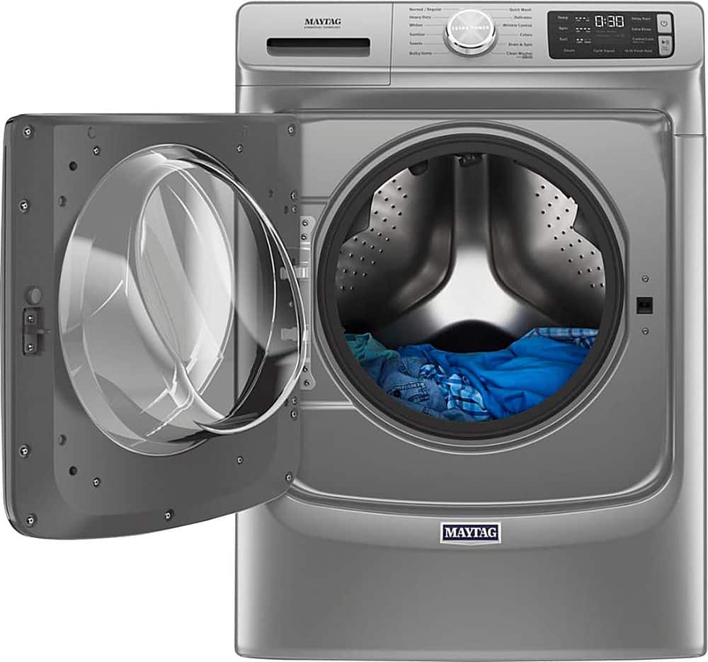 Alt View 11. Maytag - 4.8 Cu. Ft. High Efficiency Stackable Front Load Washer with Steam and Fresh Hold - Metallic Slate.