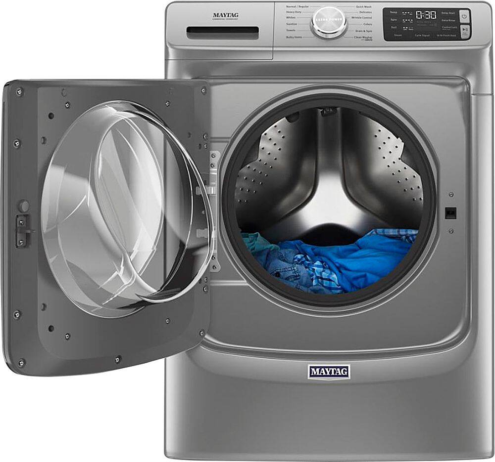 Alt View 11. Maytag - 4.8 Cu. Ft. High Efficiency Stackable Front Load Washer with Steam and Fresh Hold - Metallic Slate.