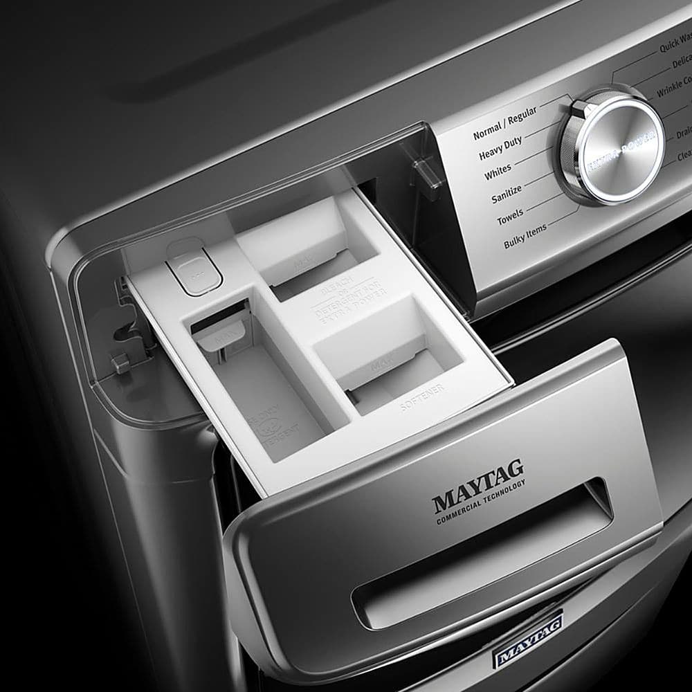 Alt View 16. Maytag - 4.8 Cu. Ft. High Efficiency Stackable Front Load Washer with Steam and Fresh Hold - Metallic Slate.