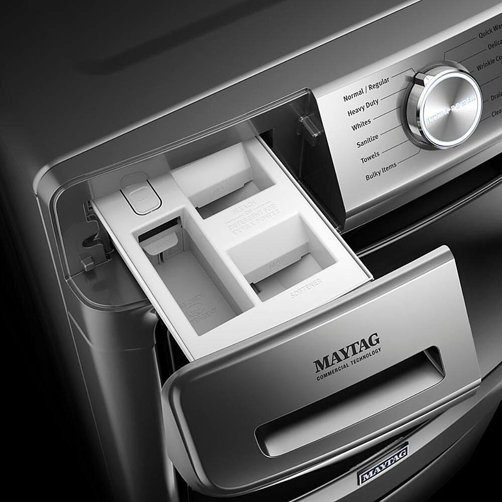 Alt View 16. Maytag - 4.8 Cu. Ft. High Efficiency Stackable Front Load Washer with Steam and Fresh Hold - Metallic Slate.